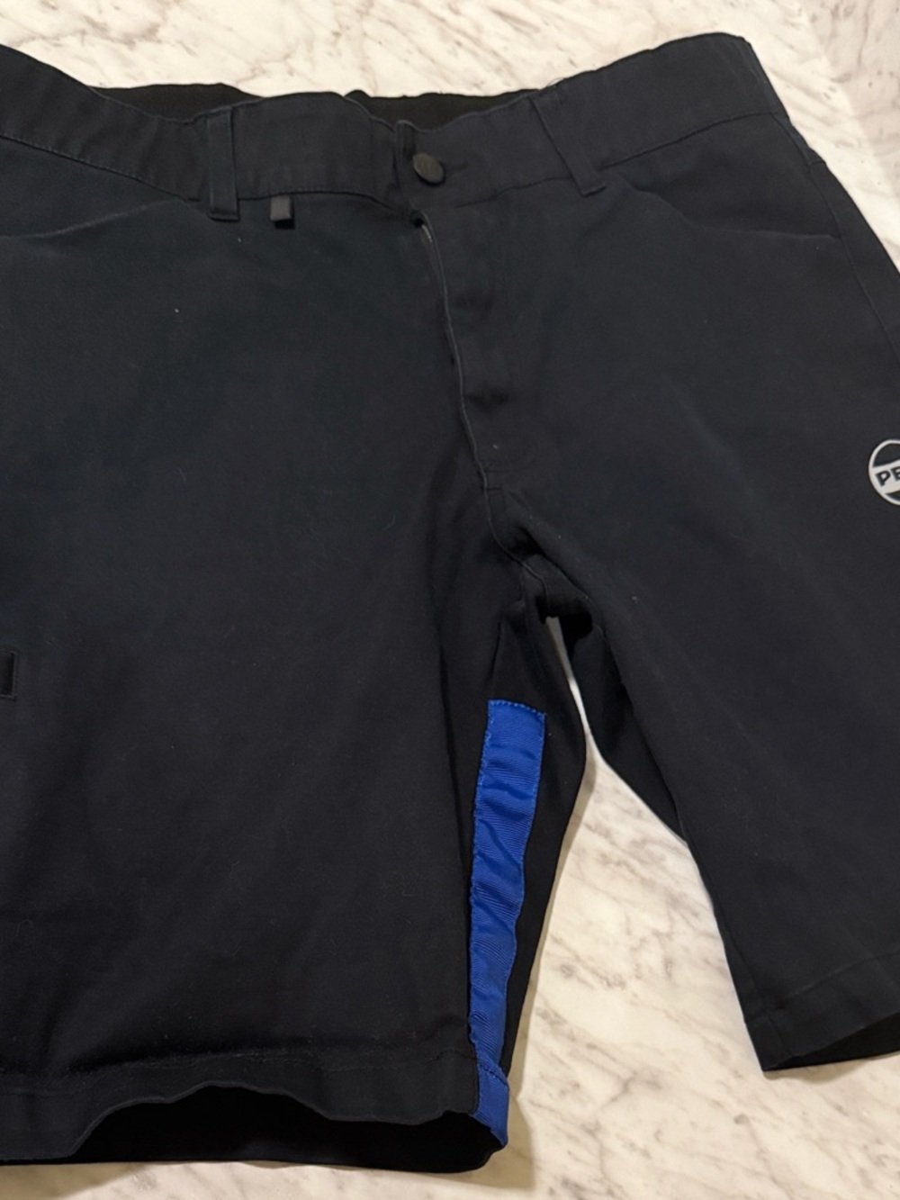 Pepsi Black Shorts with Blue Side Stripe